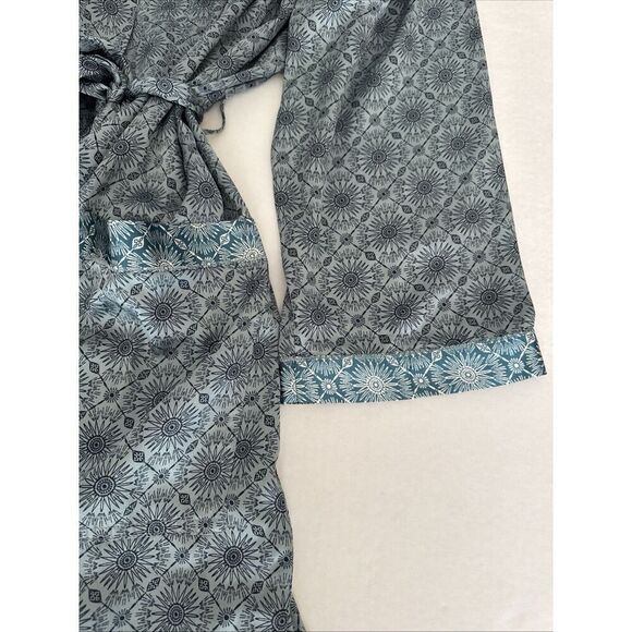 Free People Intimately Sz XS/S Oasis House Robe Blue Motif Kimono Stone - Picture 5 of 16